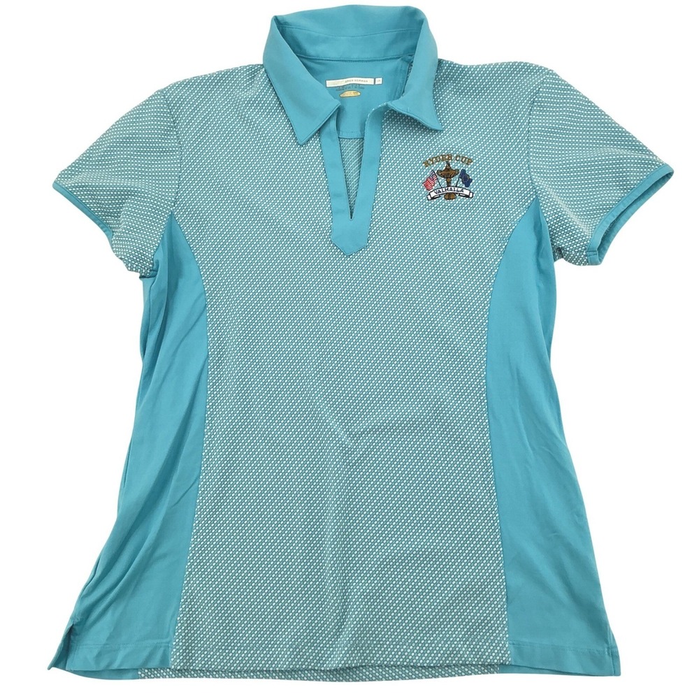 Greg Norman Polo Shirt Womens Large Blue Ryder Cup Valhalla Performance Golfcore